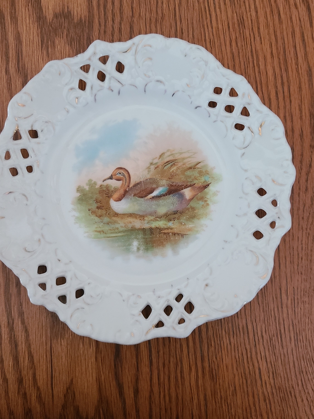 Vintage Silesia Porcelain Mallard Duck Cabinet Plate
